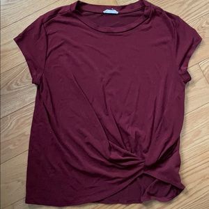 M Hummingbird maroon shirt with knot in front